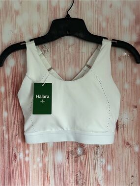Halara White Racerback Crossback Sports Bra Size XS